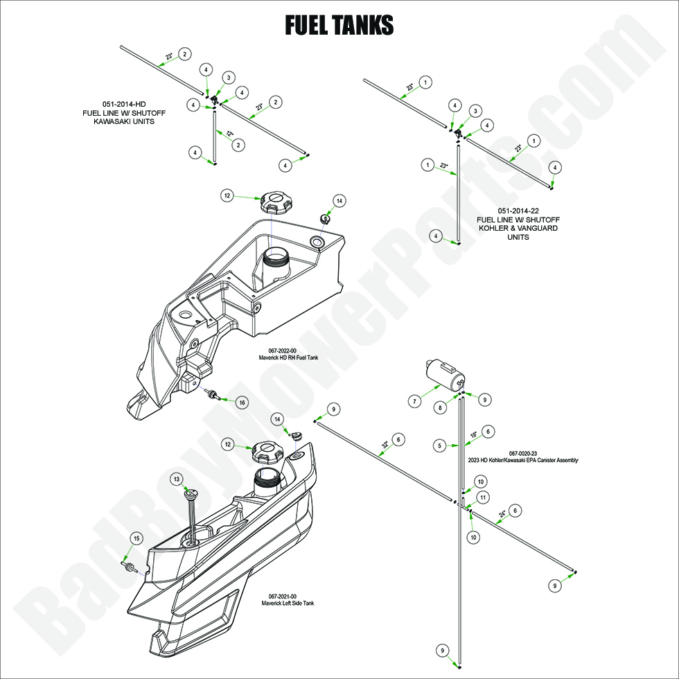 2024 Maverick HDFuel Tanks and Rear CoverBad Boy Mower Parts